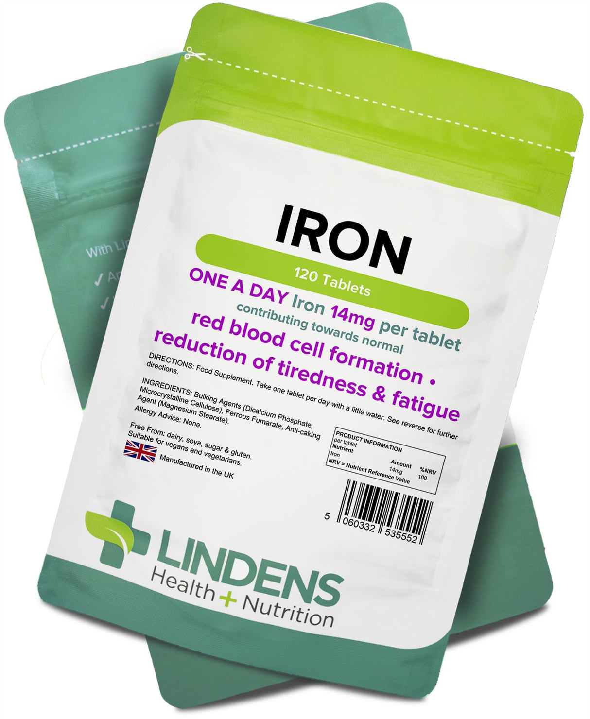 Lindens Iron 14mg - 120 Tablets