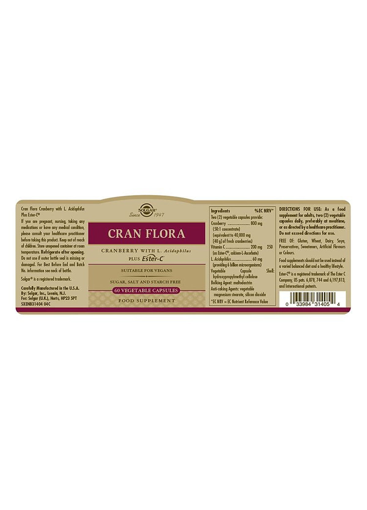 Solgar Cran Flora Cranberry - 60 Vegicaps - image 3
