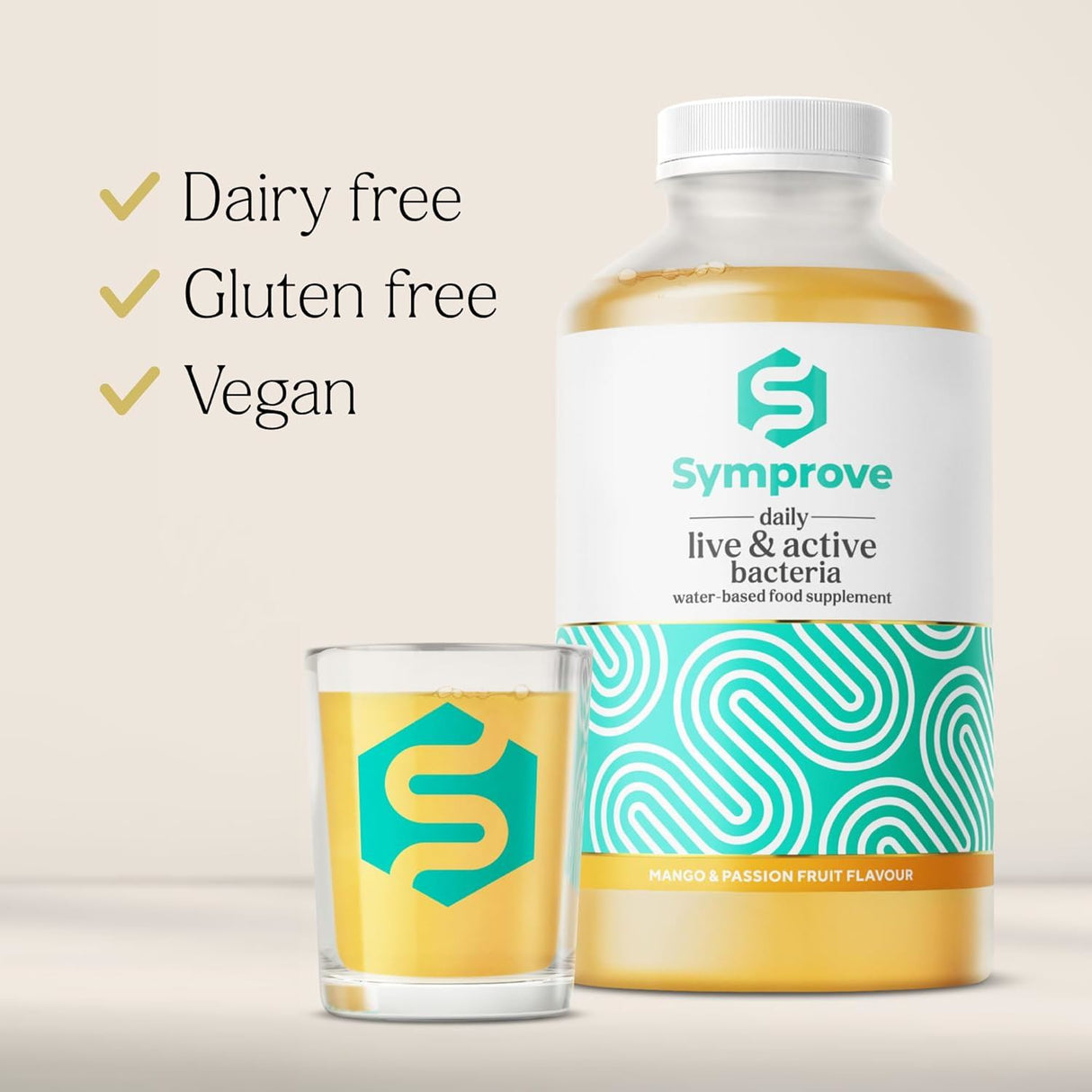 Symprove Mango and Passionfruit Probiotic Drink with Live Bacteria 500ml - Pack of 4