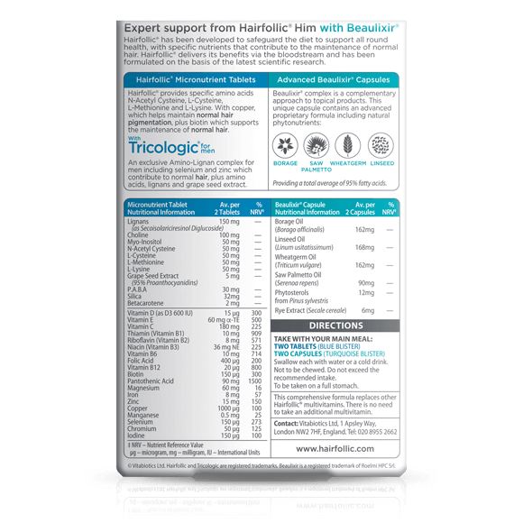 Vitabiotics Hairfollic Man Advanced - 30 Tablets + 30 Capsules