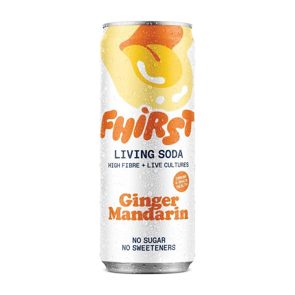 FHIRST Living Gut Soda Ginger Mandarin Probiotic + Prebiotic 330ml - 6 Pack