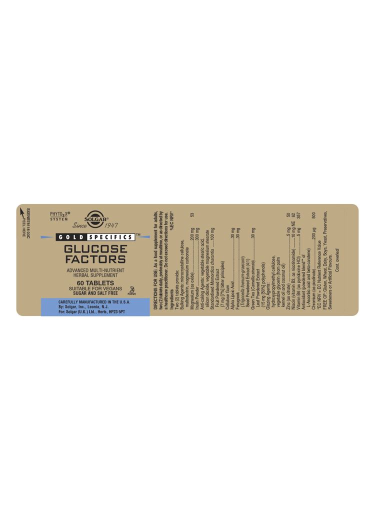 Solgar Gold Specifics Glucose Factors - 60 Tablets