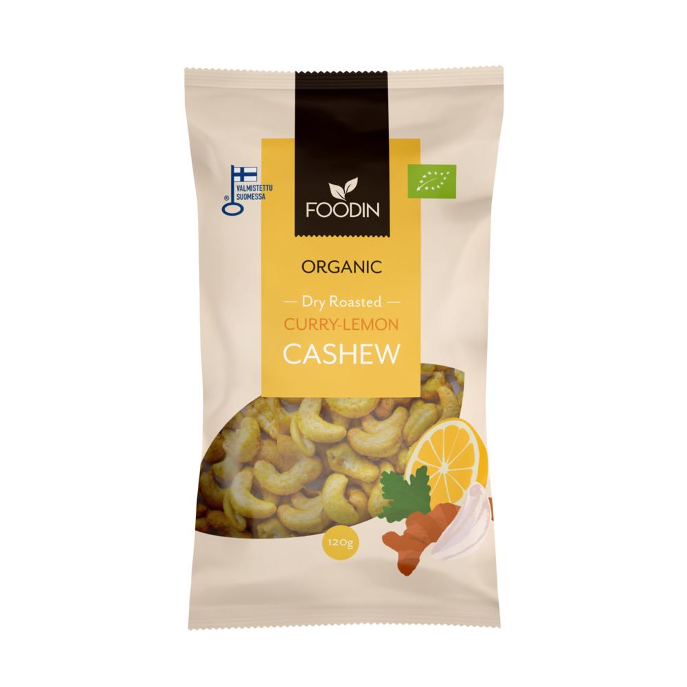 Foodin Organic Dry Roasted Curry-Lemon Cashew 120g