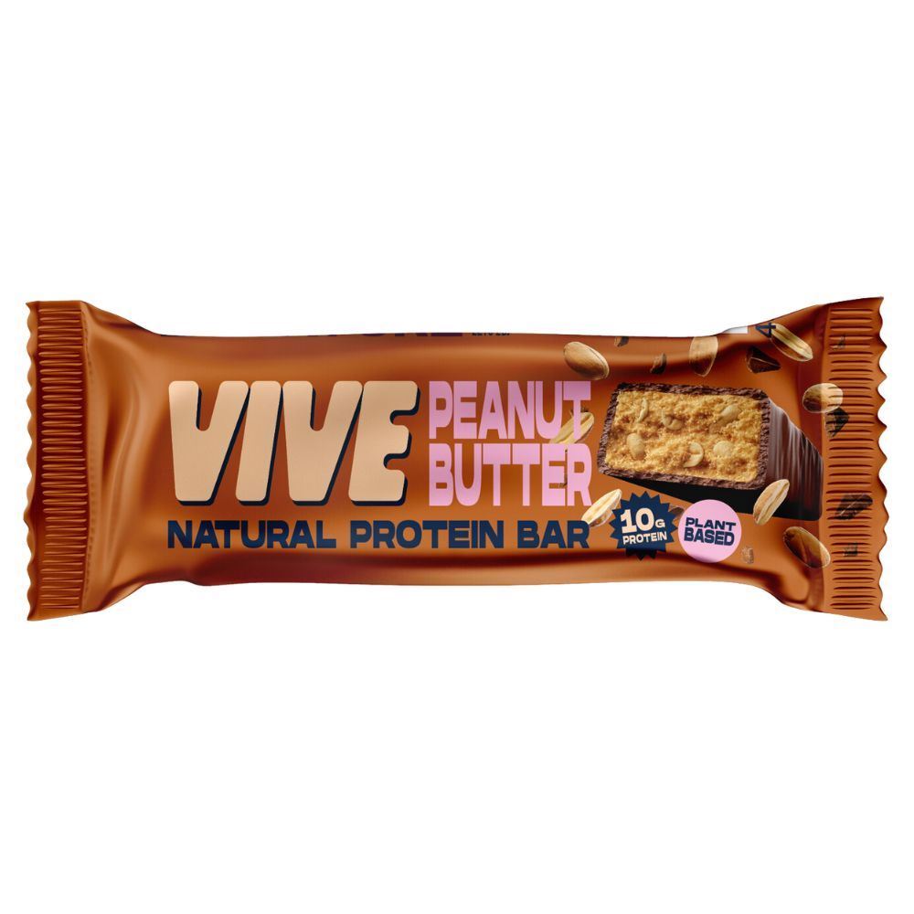 Vive Peanut Butter Dark Chocolate Coated Protein Snack Bar 49g - 12 Pack
