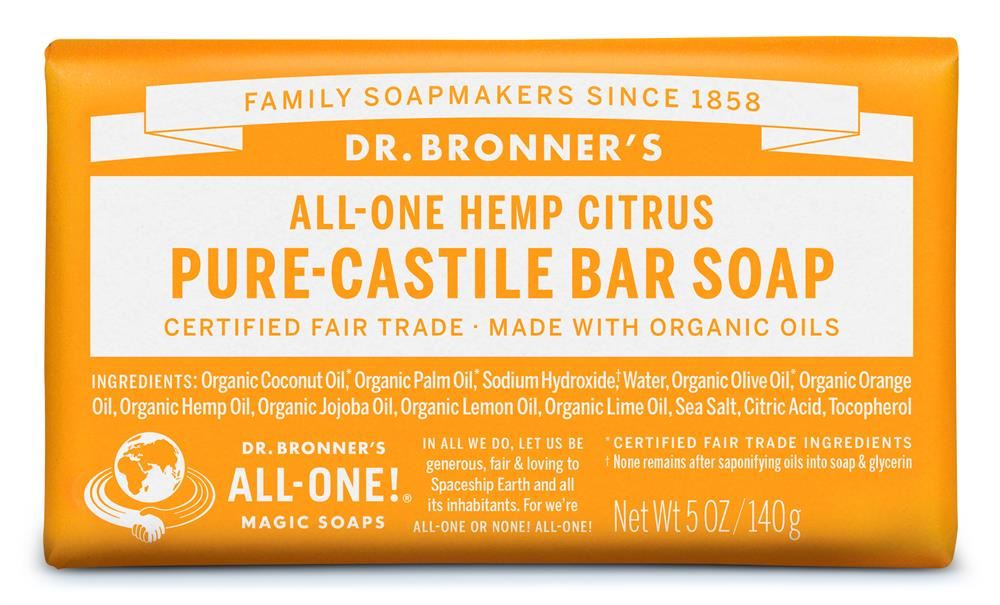 Dr Bronner Org Citrus Soap Bar 140g