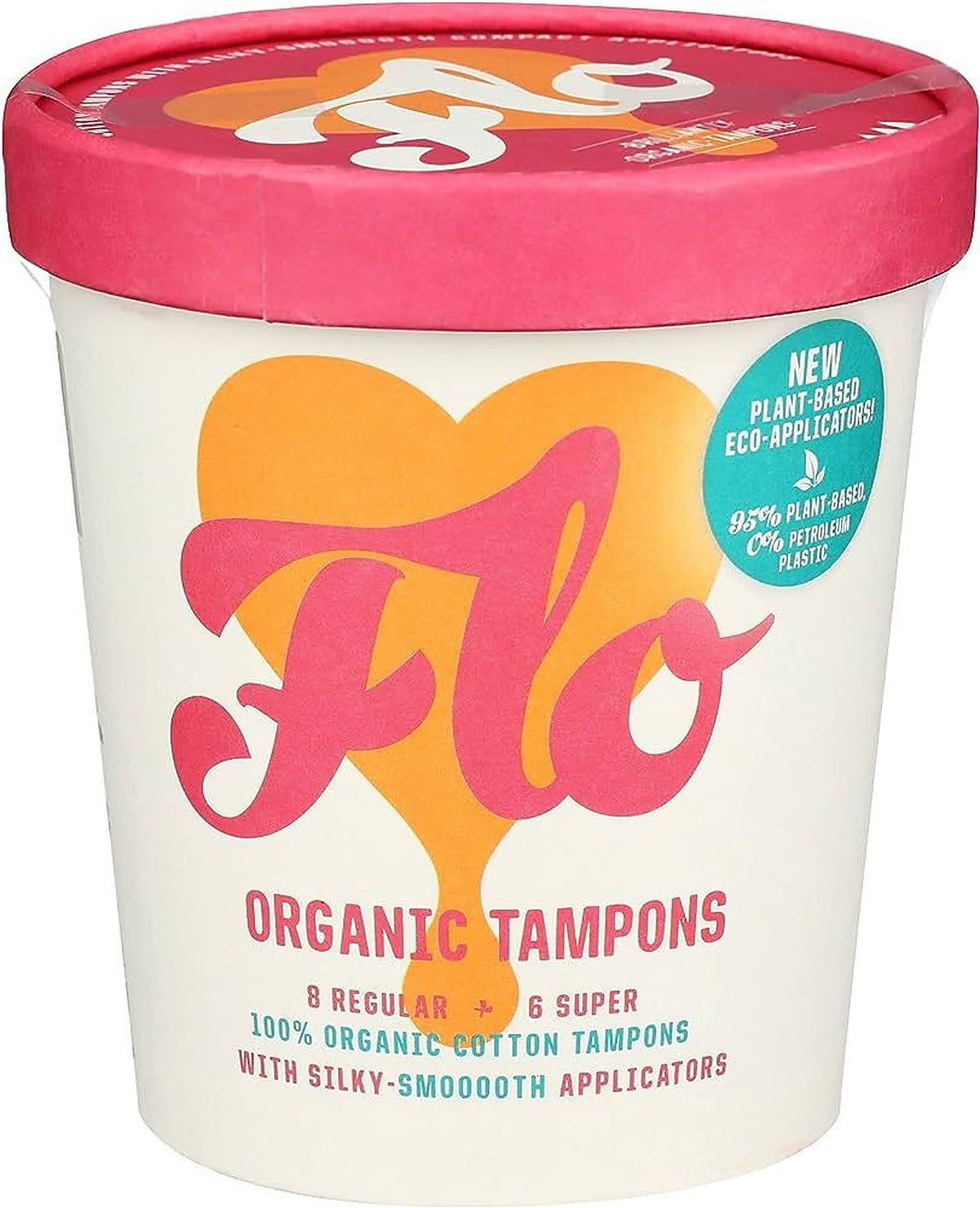 FLO Organic Eco-Applicator Regular & Super Tampons - 14 Pack