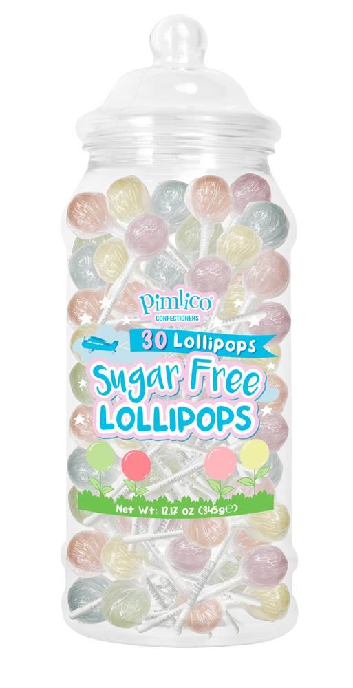 Pimlico Confectioners Sugar Free Lollipops 30PCS Victorian Jar 345g