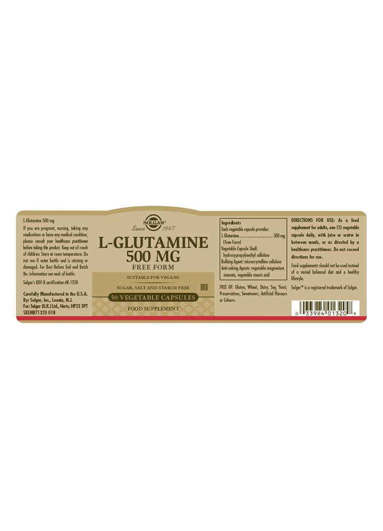 Solgar L-Glutamine 500 mg - 50 Vegicaps