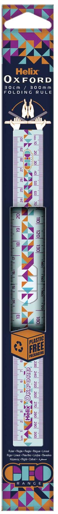 Helix Oxford Geo Folding 30cm Ruler - Orange