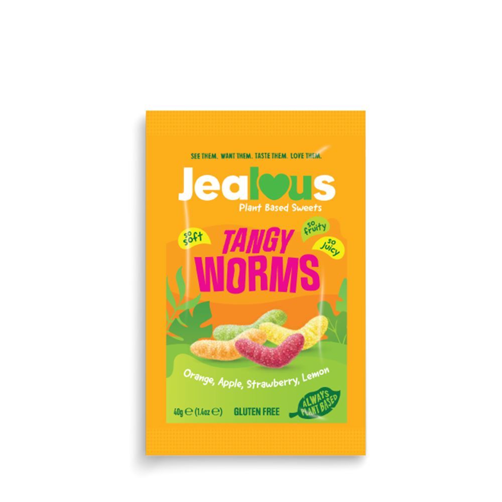 Jealous Sweets Tangy Worms Plant Based Sweets 40g - 10 Pack