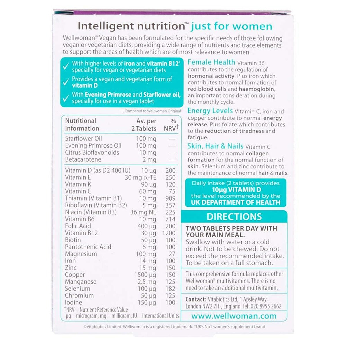 Vitabiotics Wellwoman Vegan - 60 Tablets - image 2