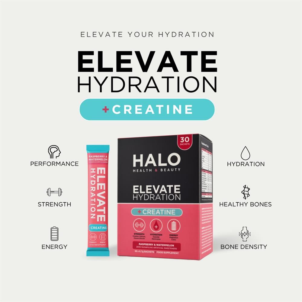 Halo ELEVATE ELECTROLYTES + CREATINE Raspberry & Watermelon 30 Sachets