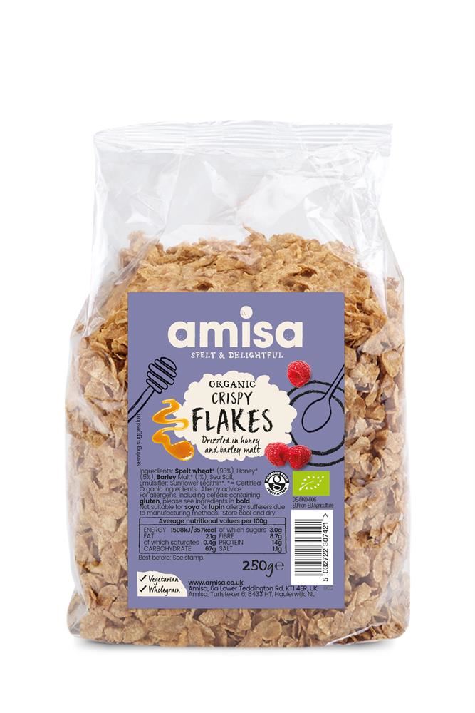Amisa Organic Crispy Toasted Spelt Flakes with Honey 250g