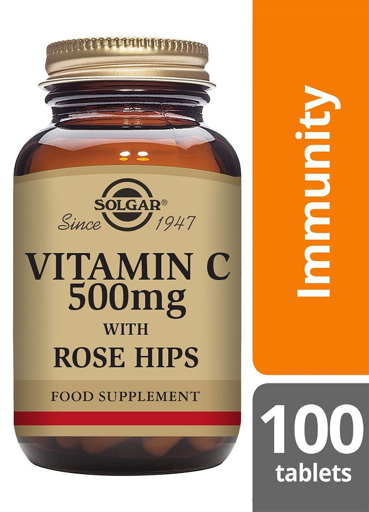 Solgar Vitamin C 500 mg with Rose Hips - 100 Tablets - image 2