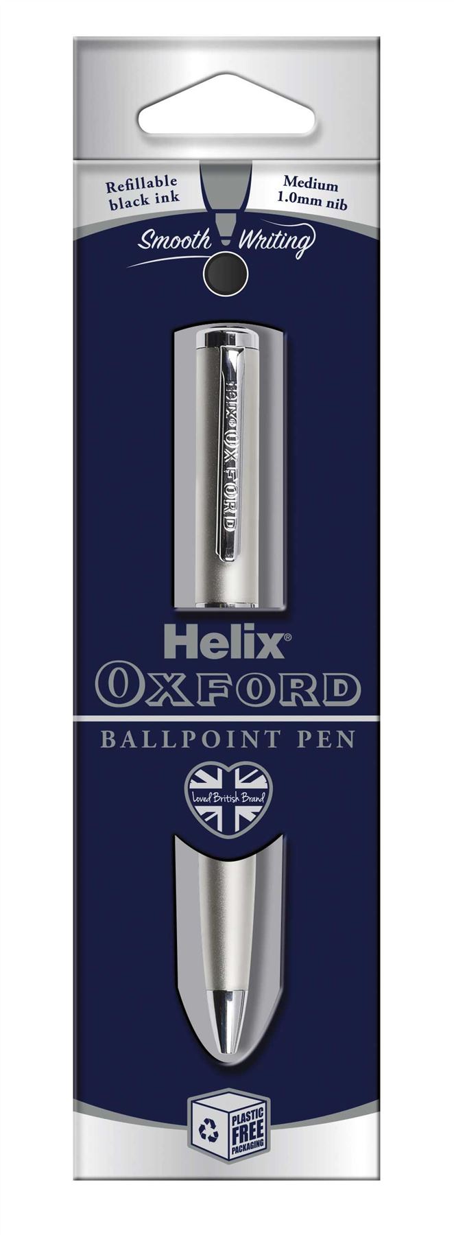 Helix Oxford Premium Ballpoint Stainless Steel Pen - Black Ink