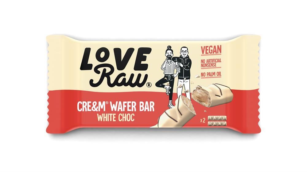 LoveRaw Vegan Cream Filled Wafer Bar White Choc 45g - 12 Pack