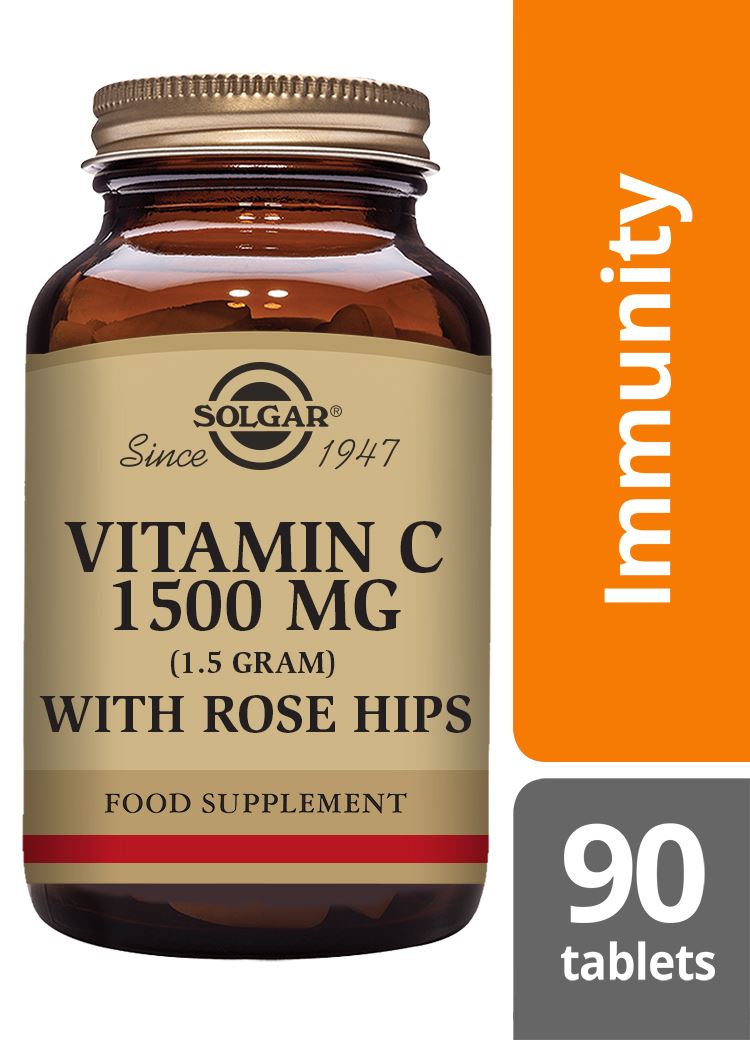 Solgar Vitamin C 1500 mg (1.5 grams) with Rose Hips - 90 Tablets