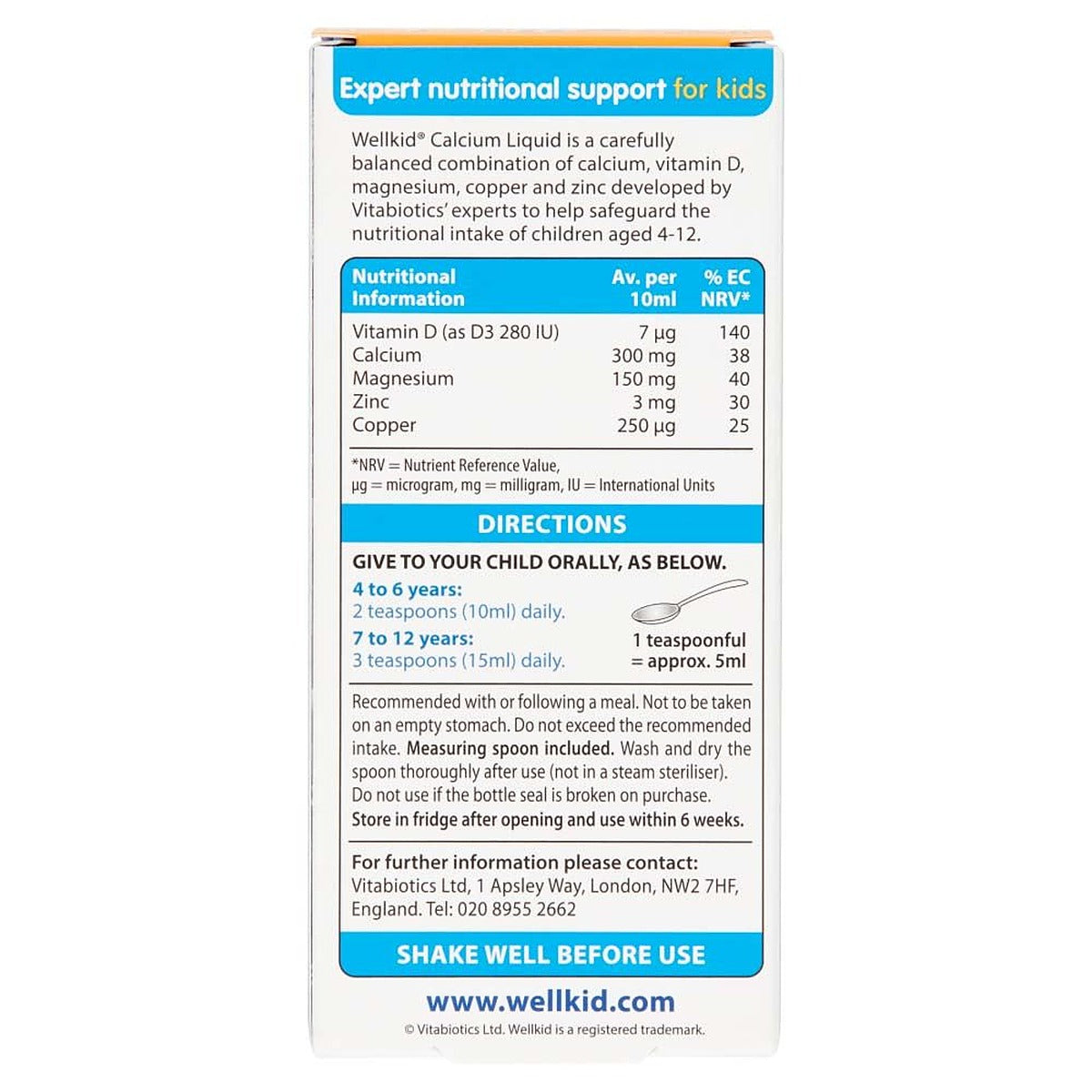 Vitabiotics WellKid Calcium Liquid - 150ml - image 4