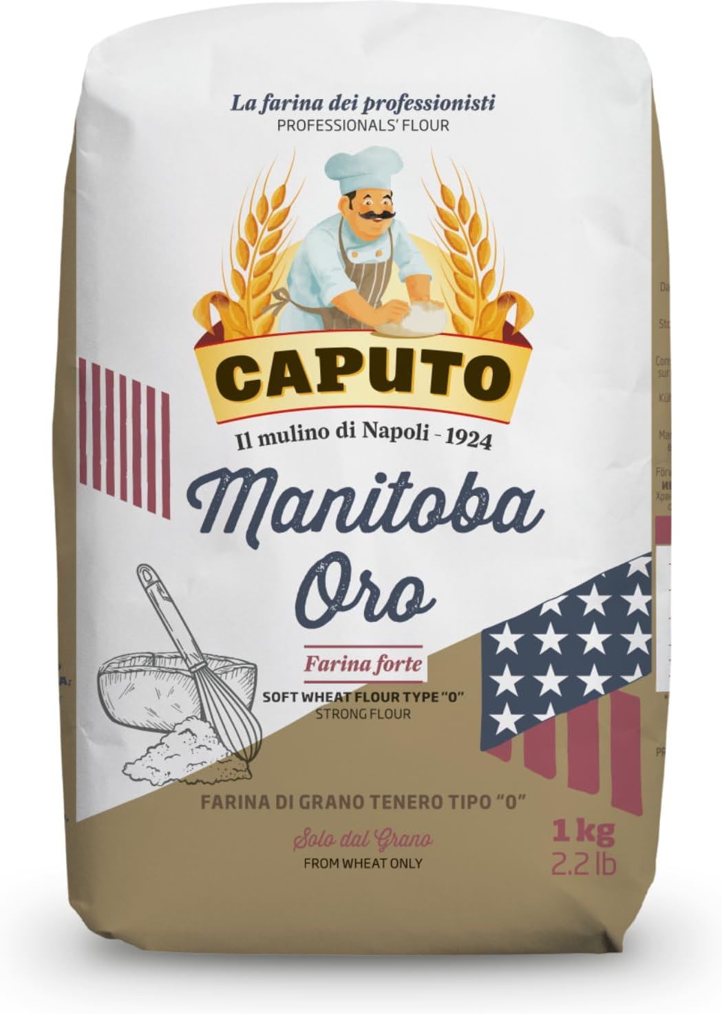 Caputo Farina Manitoba Oro Type 00 Flour 1kg - Pack of 2