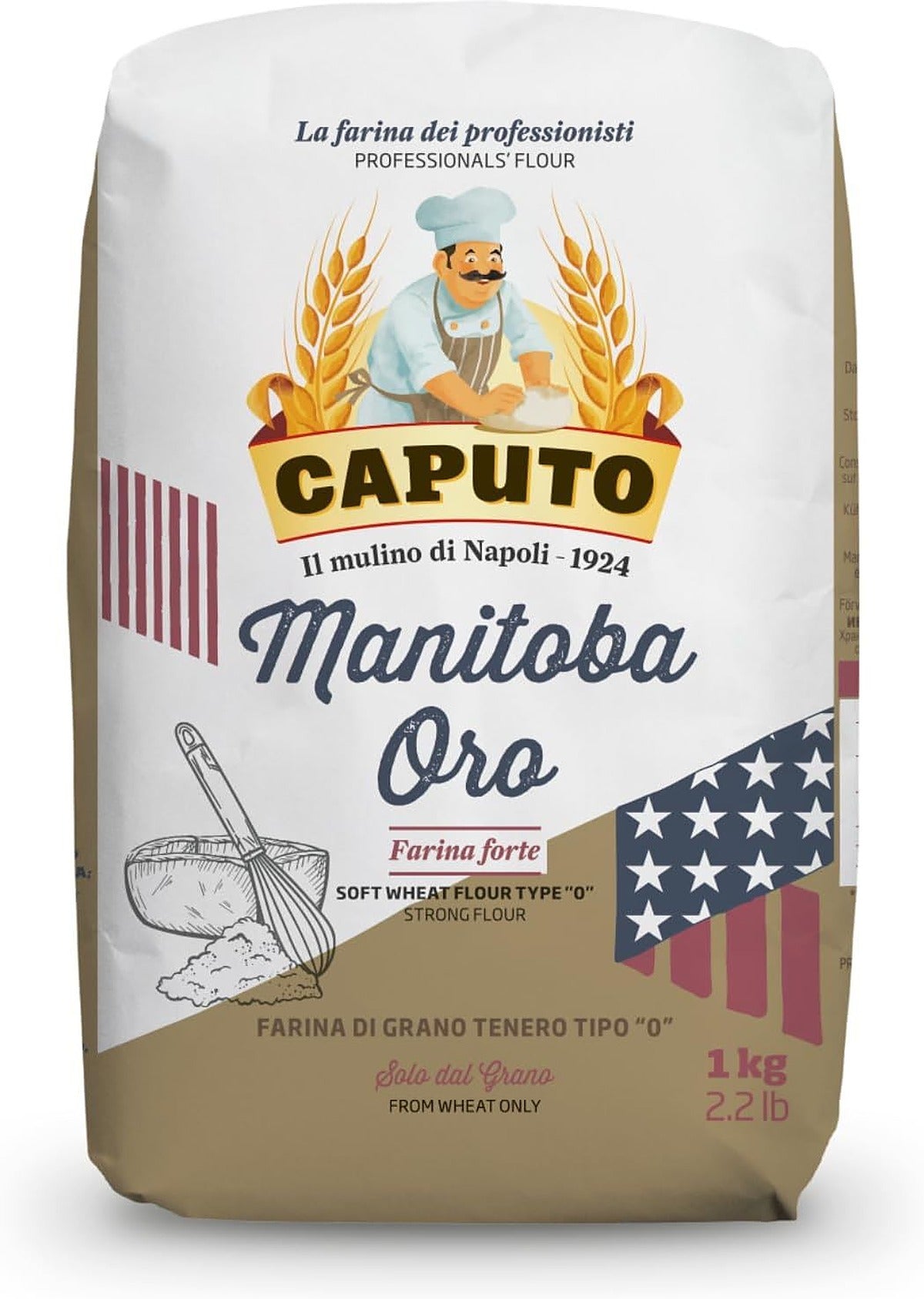 Caputo Farina Manitoba Oro Type 00 Flour 1kg - Pack of 2