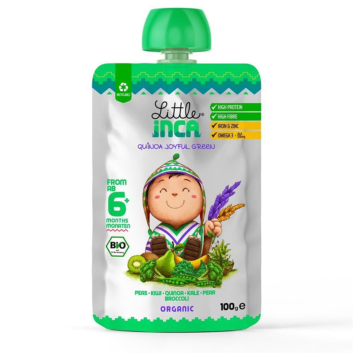 Little Inca 6m+ Organic Quinoa Joyful Green Puree 100g - 6 Pack