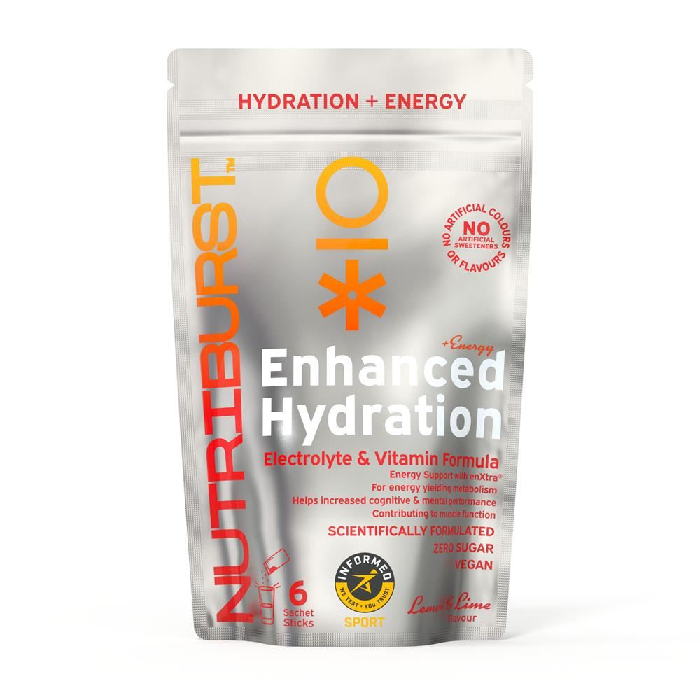 Nutriburst Enhanced Hydration + Energy Lemon/Lime Flavour 6 sachets