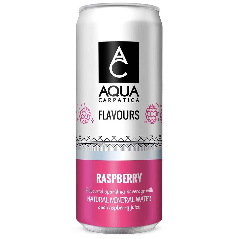 AQUA Carpatica Flavoured Sparkling Mineral Water Raspberry 330ml - 6 Pack