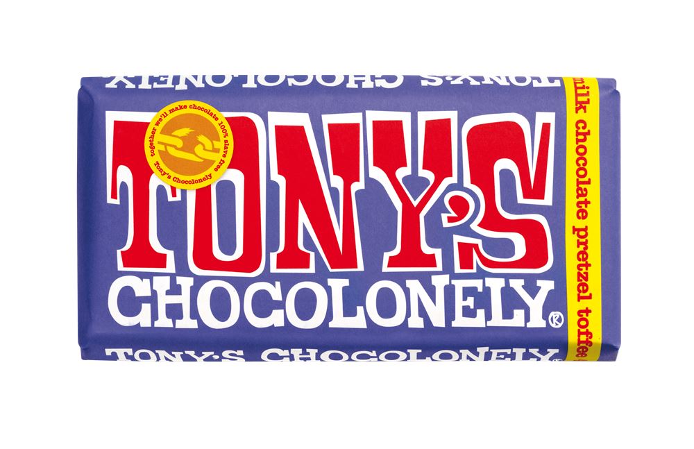 Tonys Chocolonely Dark Milk Pretzel Toffee Chocolate Bar 180g
