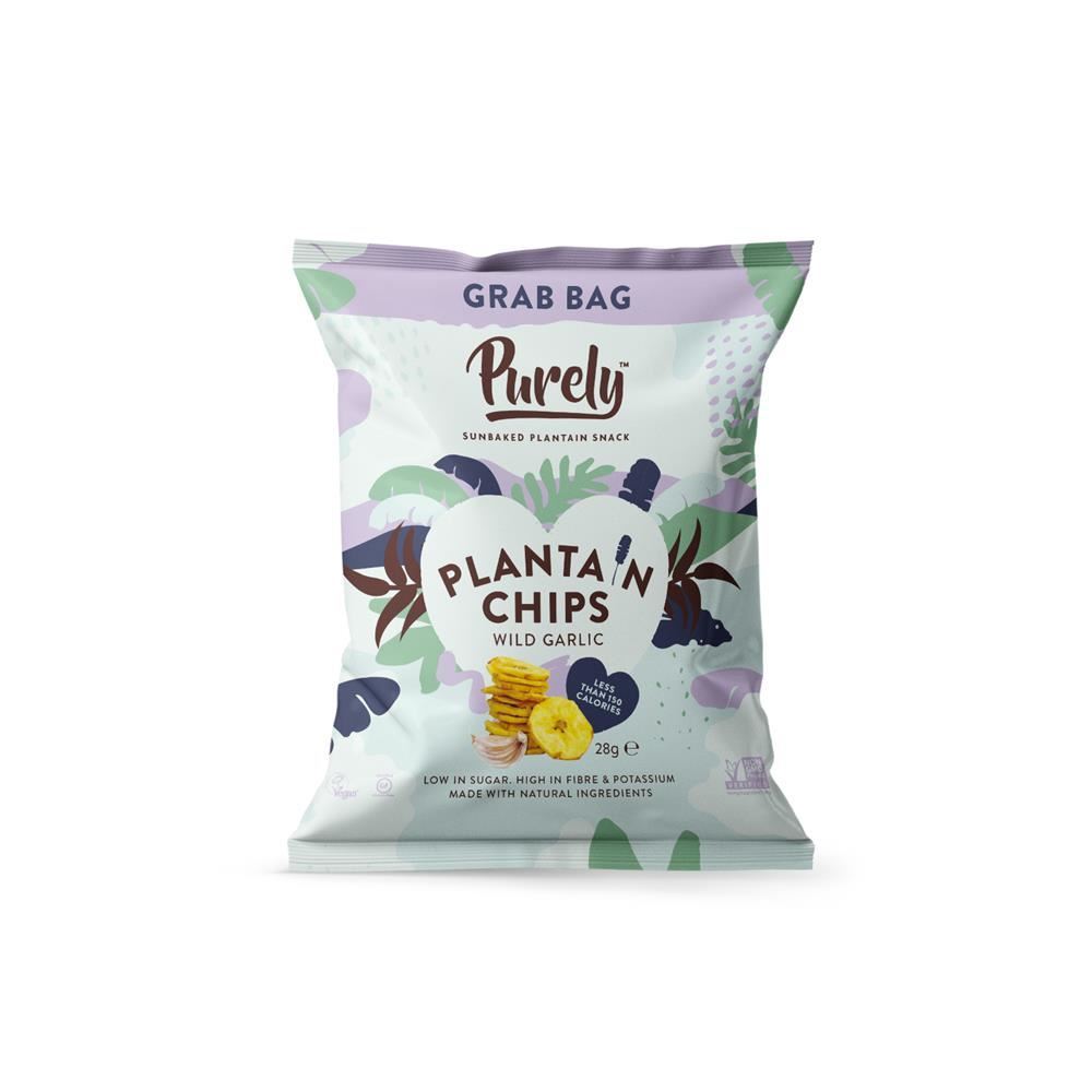 Puerly Plantain Chips - Wild Garlic 28g - 10 Pack