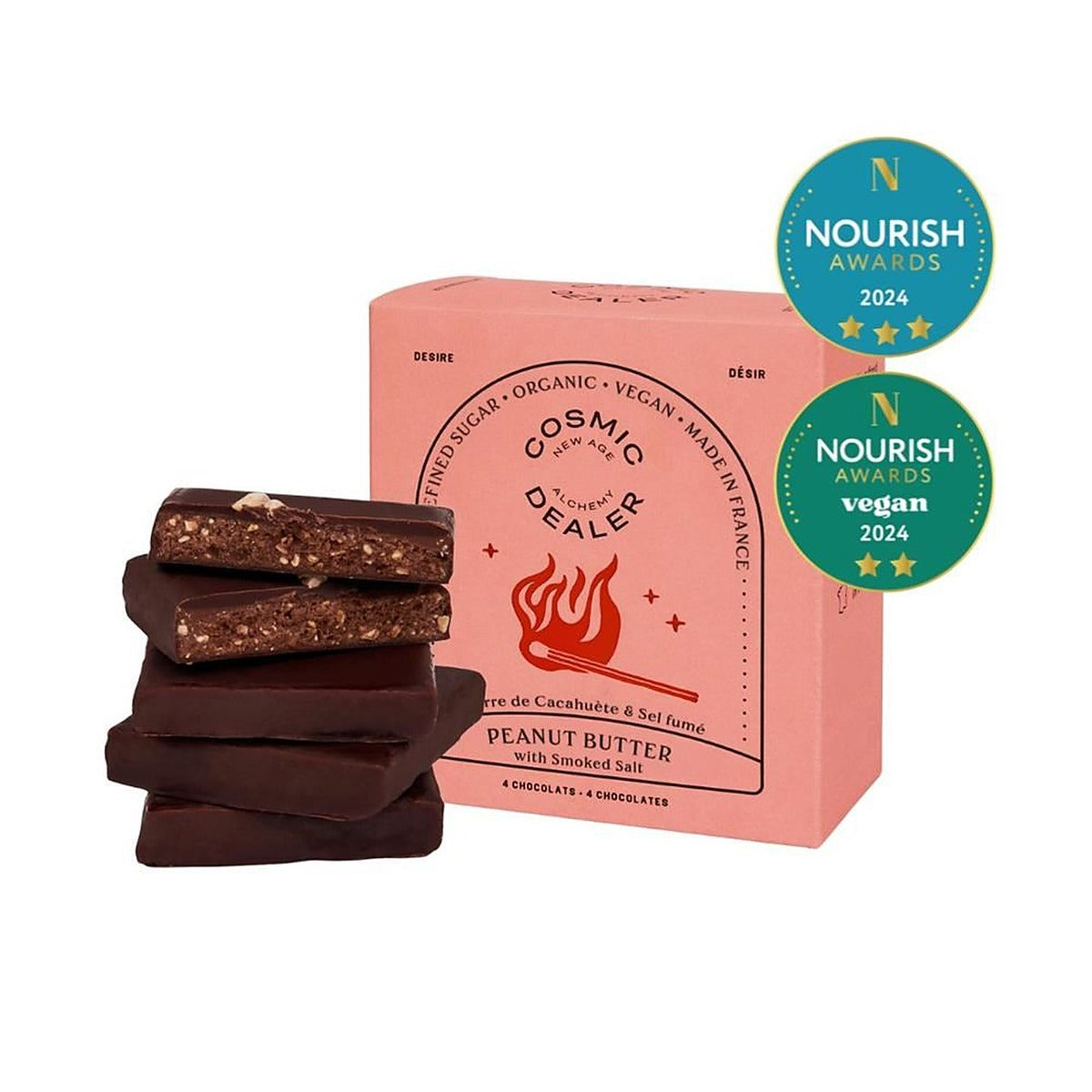 Cosmic Dealer Mini Chocolate Box Peanut butter - Box of 4 Organic Bites 80g