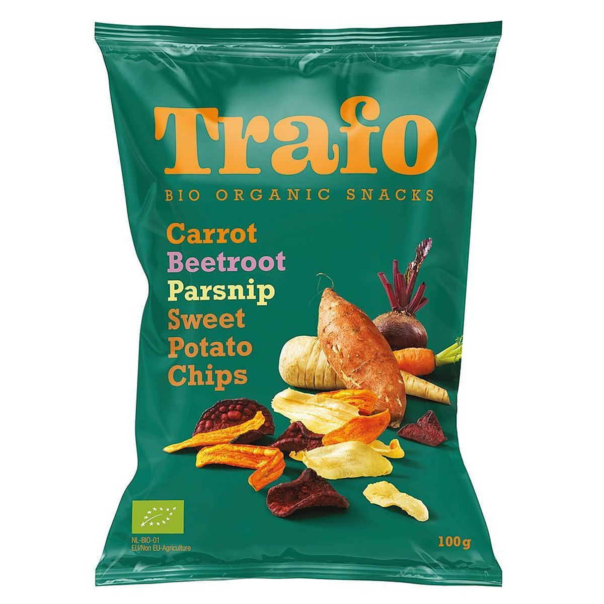 Trafo Organic 4 Vegetable Crisps 100g - 10 Pack