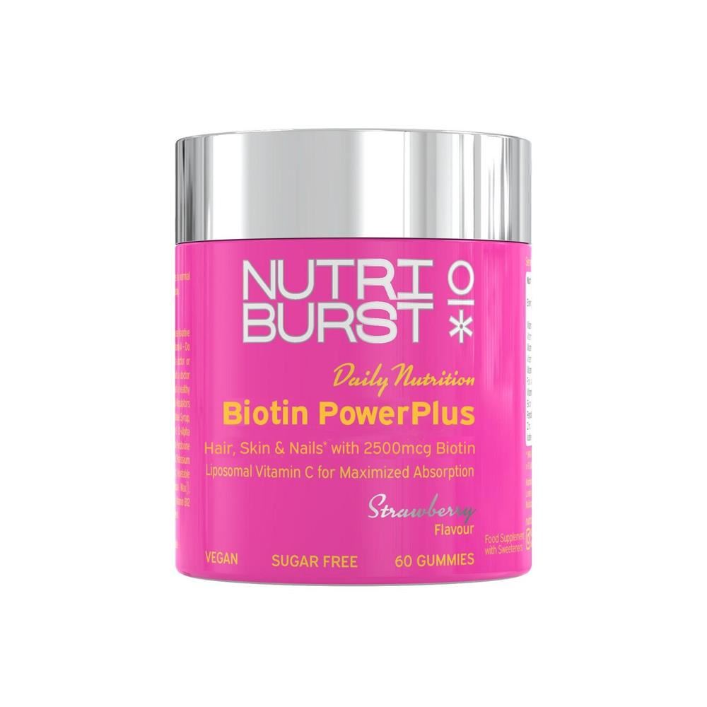 Nutriburst Biotin PowerPlus 2500mcg Vegan Sugar-Free 60 Gummies