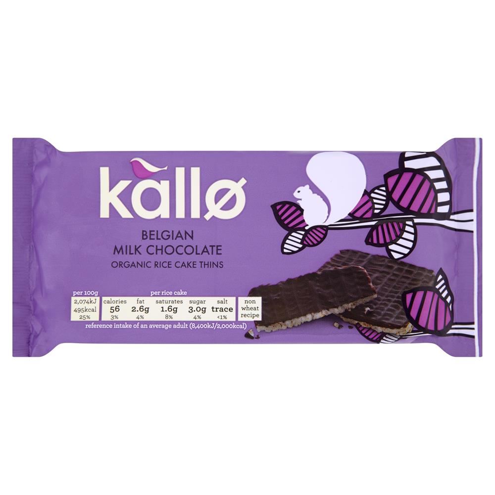 Kallo Organic Thin Slice Milk Chocolate Rice Cakes 90g