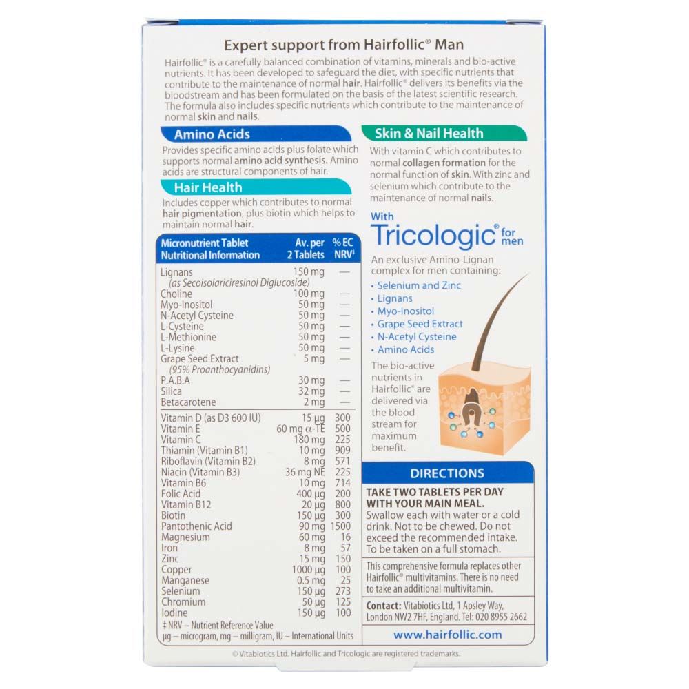 Vitabiotics Hairfollic Man - 30 Tablets