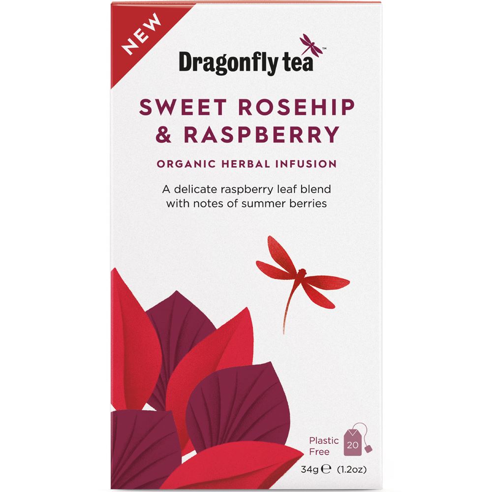 Dragonfly Tea Sweet Rosehip & Raspberry Organic Herbal Tea 20 Tea bags