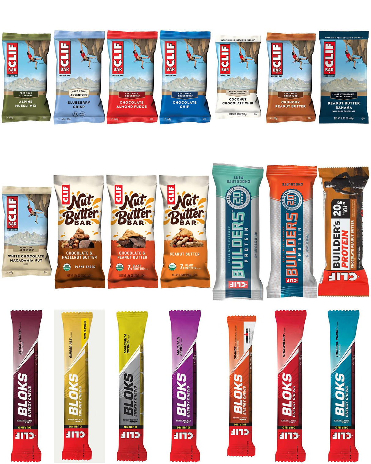 Clif Bars - Energy, Nut Butter, Protein and Shot Bloks - All Flavours and Sizes