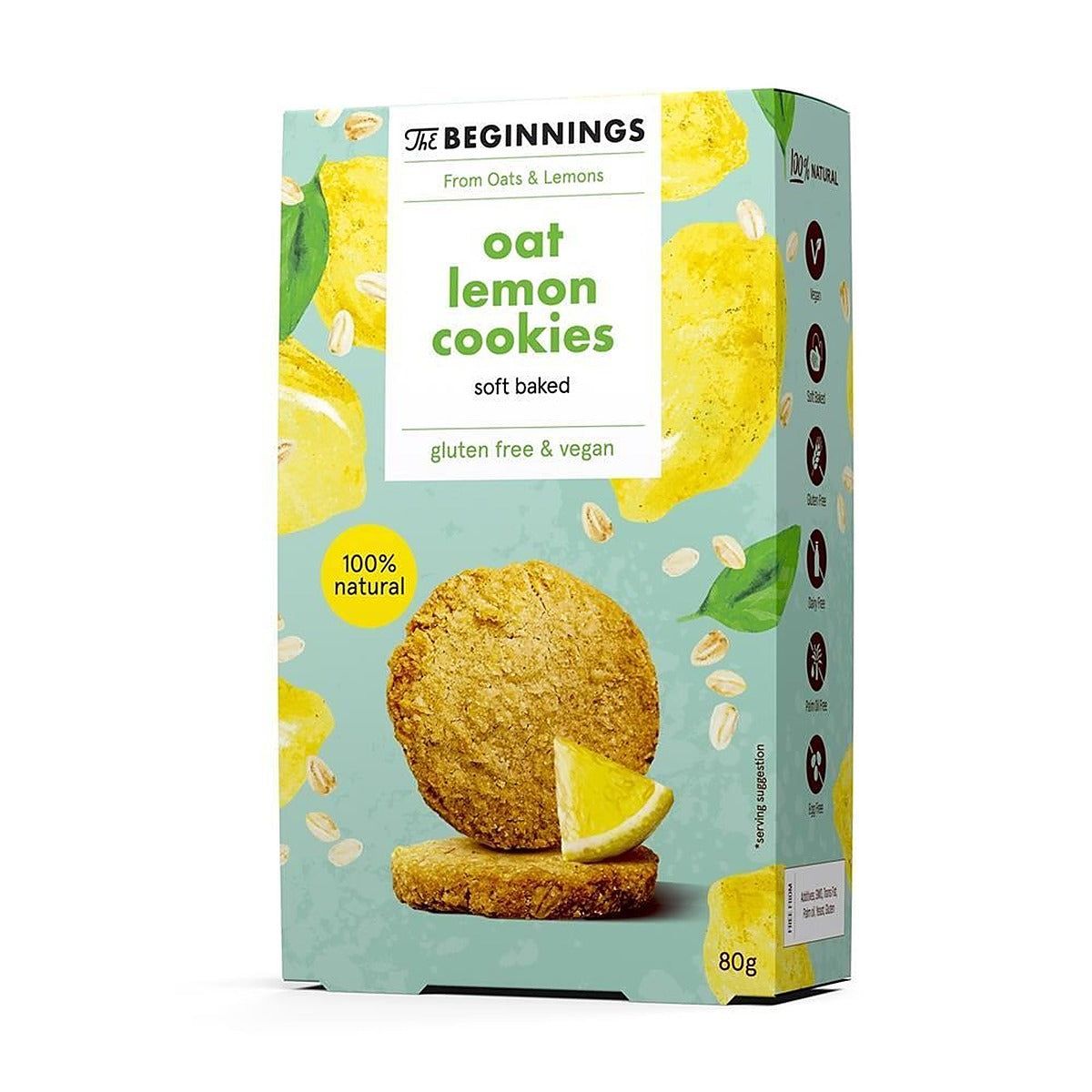 The Beginnings Oat Lemon Cookies 80g - 8 Pack