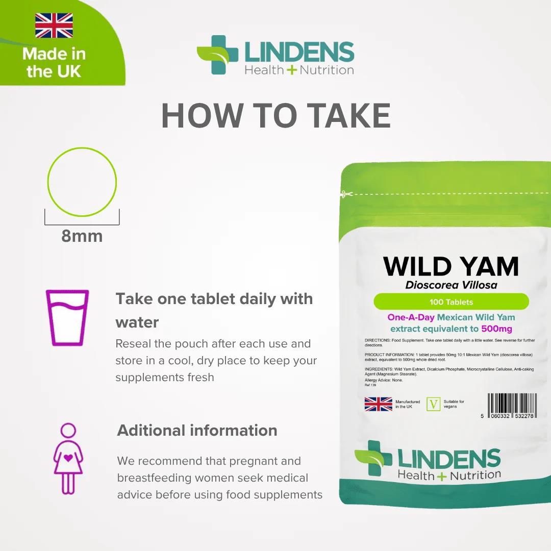 Lindens Wild Yam 500mg - 100 Tablets - image 4