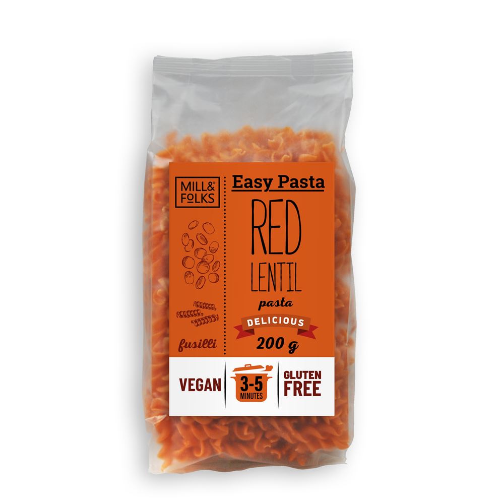 Mill & Folks Easy Pasta Red lentil fusilli 200g