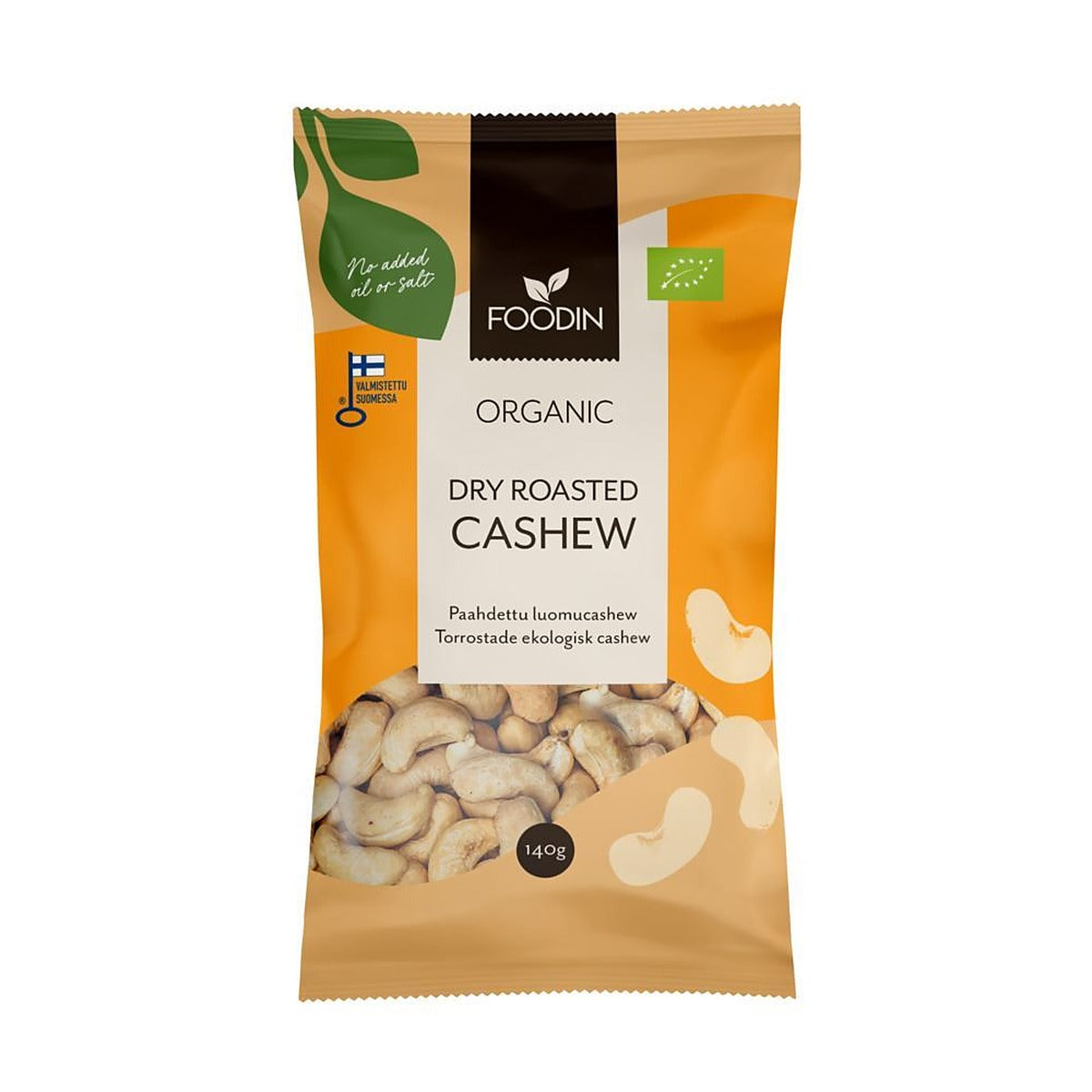 Foodin Organic Dry Roasted Cashews 140g - 8 Pack