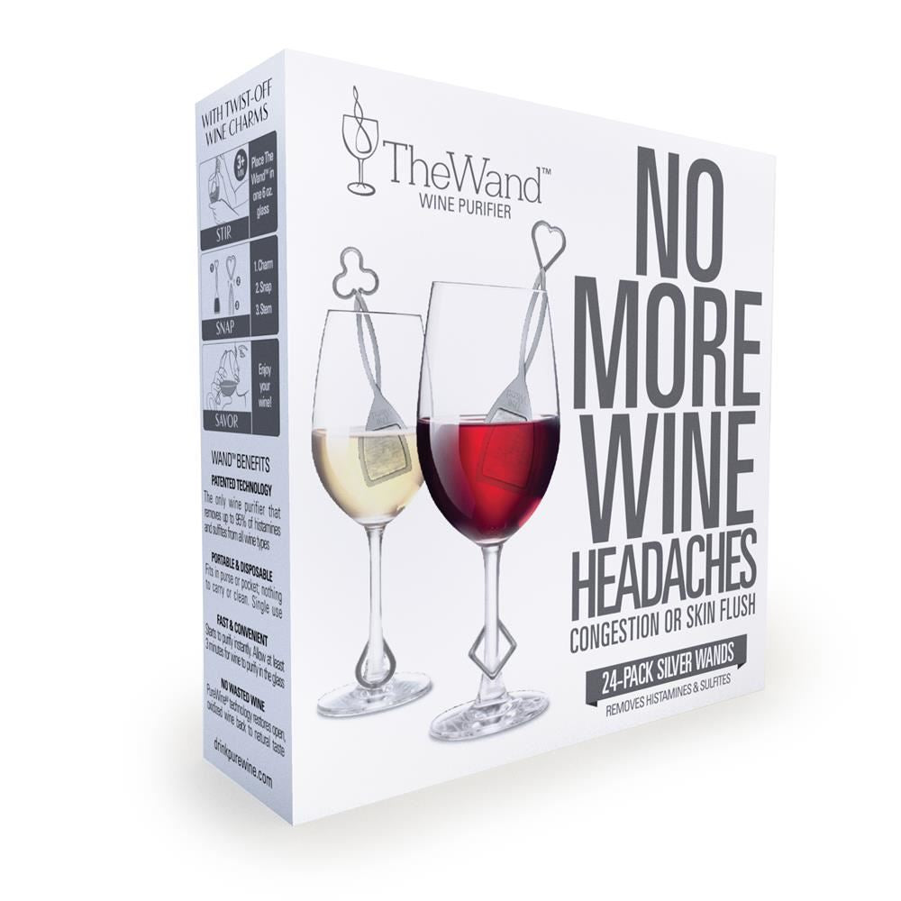 PureWine The Wand Wine Purifier - Silver 24-Pack