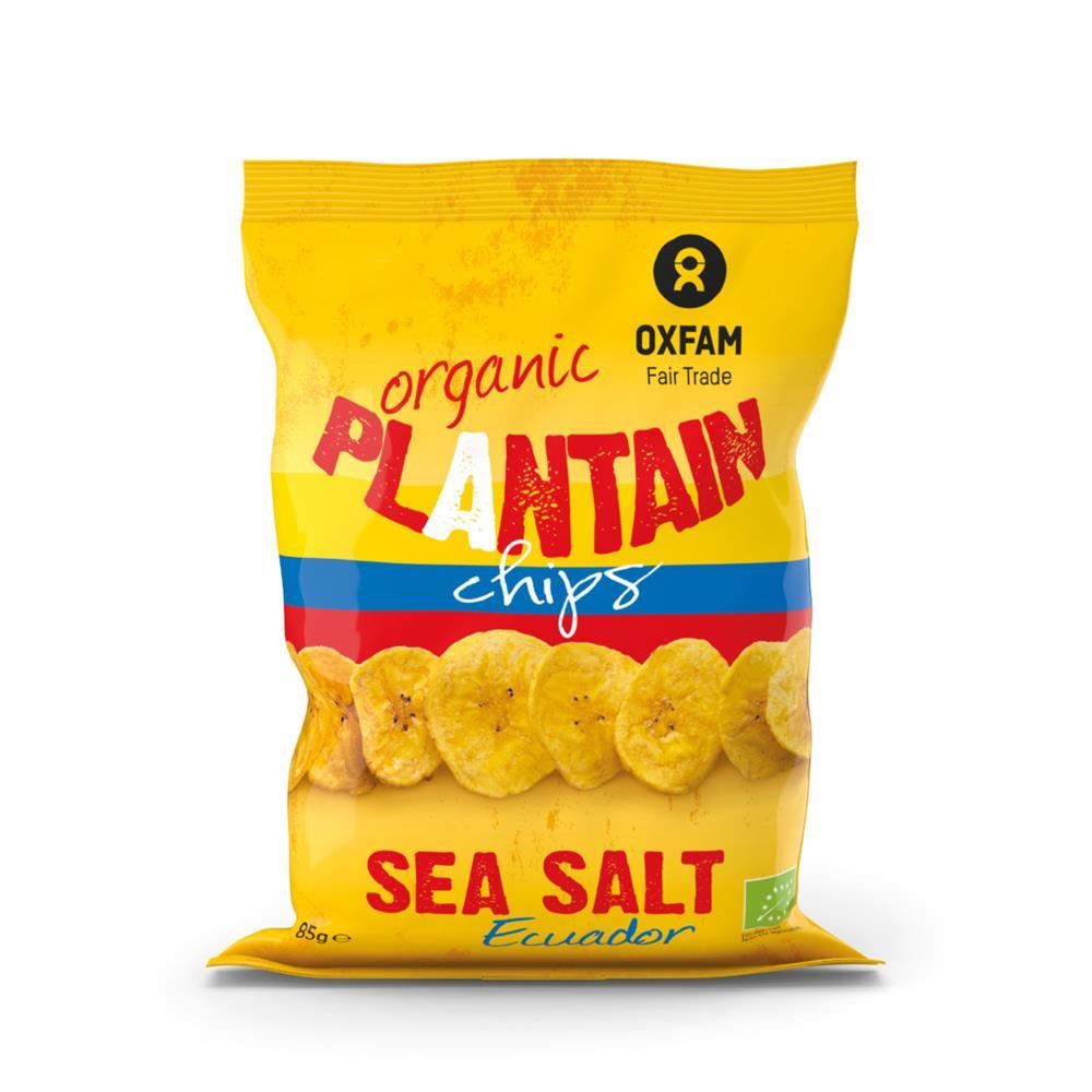 Oxfam Fair Trade ORGANIC Plantain Chips Salt 85g - 24 Pack