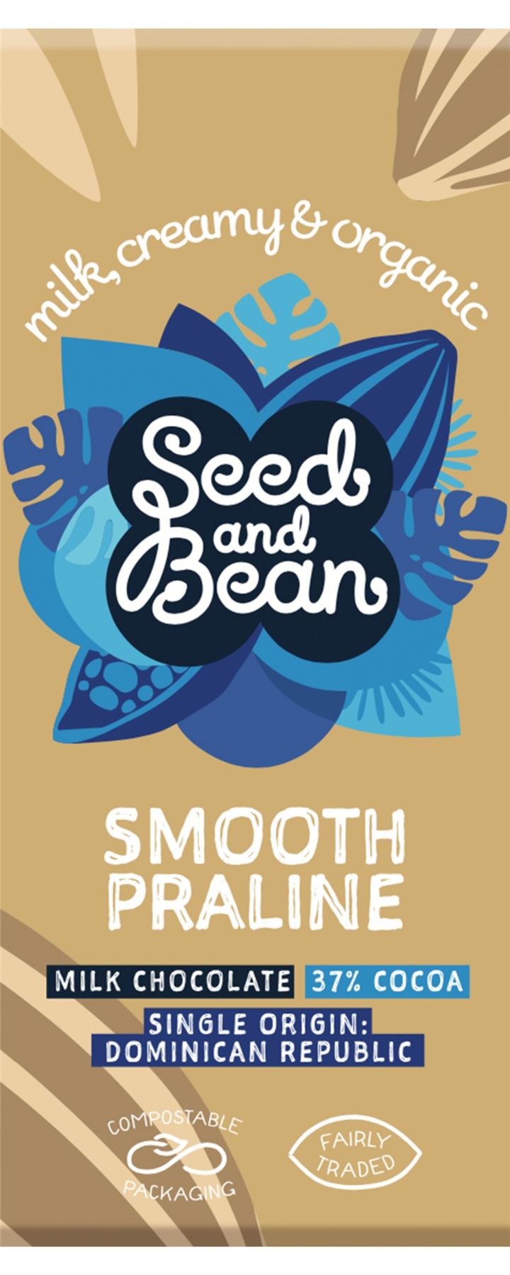 Seed & Bean Smooth Praline Rich Milk 37% Hazel & Almonds Choc Bar 75g