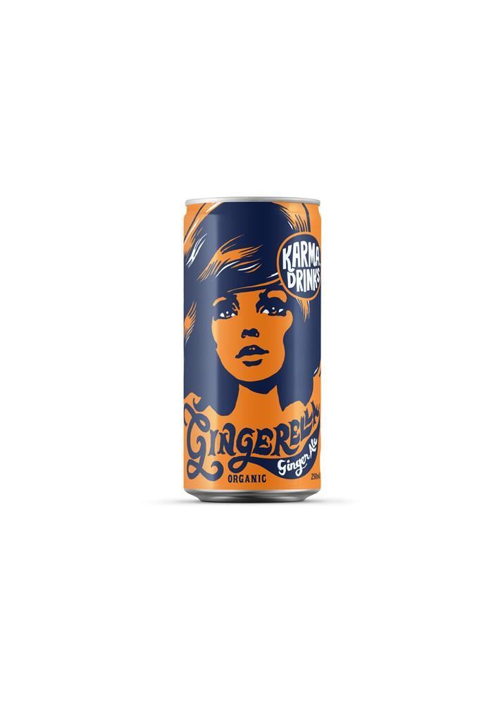 Karma Cola Gingerella Ginger Ale 250ml Can Organic Fairtrade - 12 Pack