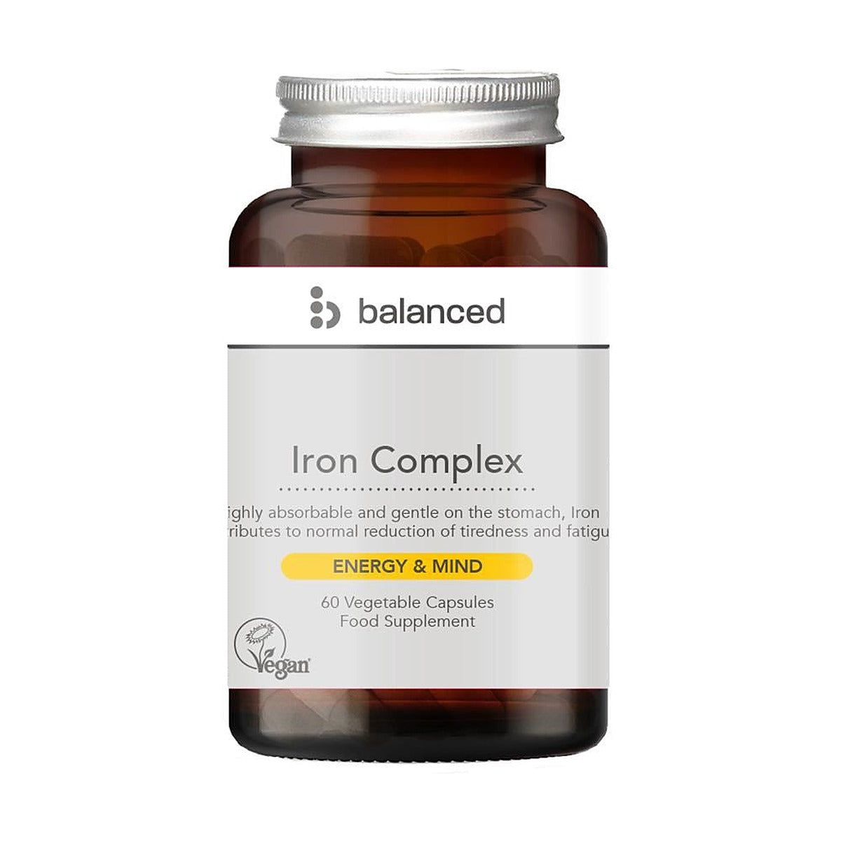 Balanced Iron Complex 60 Veggie Caps - Reusable Bottle
