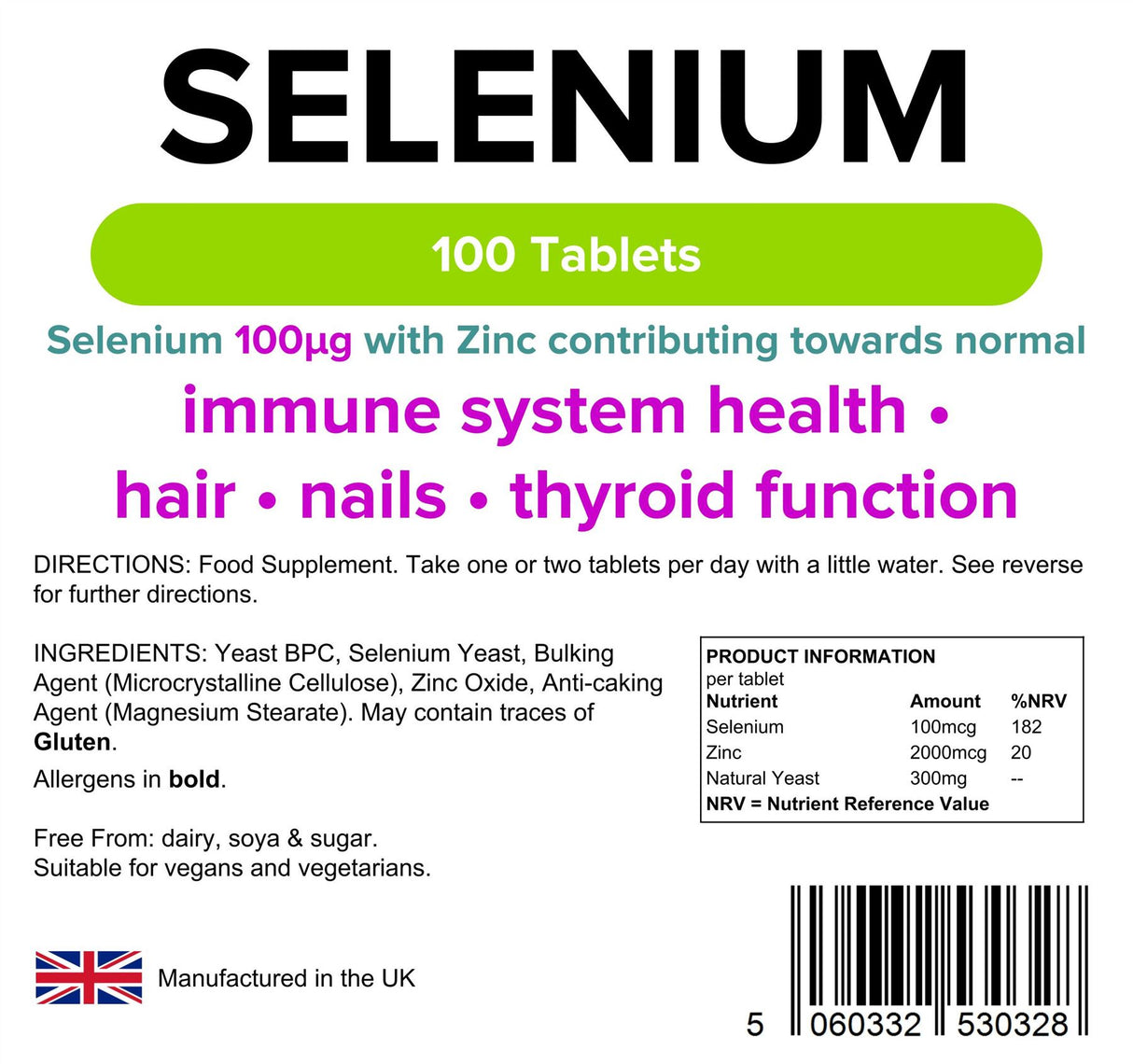 Lindens Selenium 100mcg & Zinc - 100 Tablets
