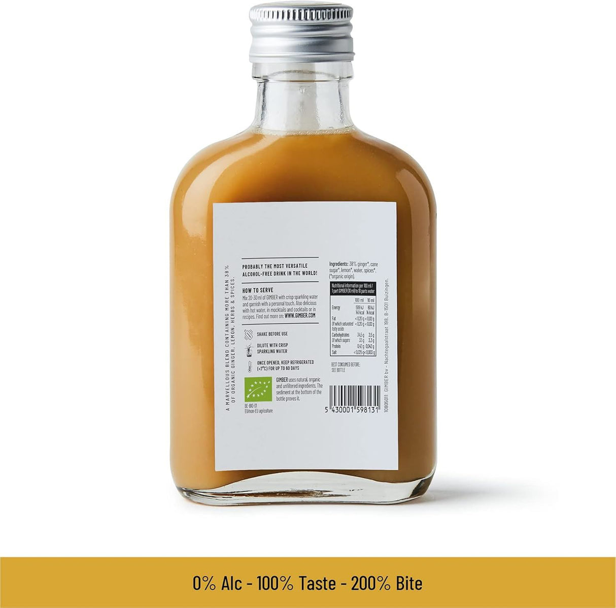 Gimber Original Organic Ginger Alcohol Free Alternative Concentrate - 200 ml