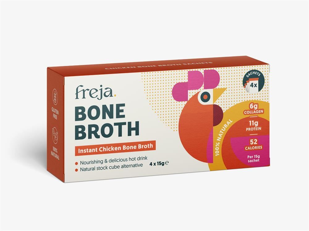 Freja Instant Chicken Bone Broth box of 4 x 15g Sachet - Chicken - 4 Pack