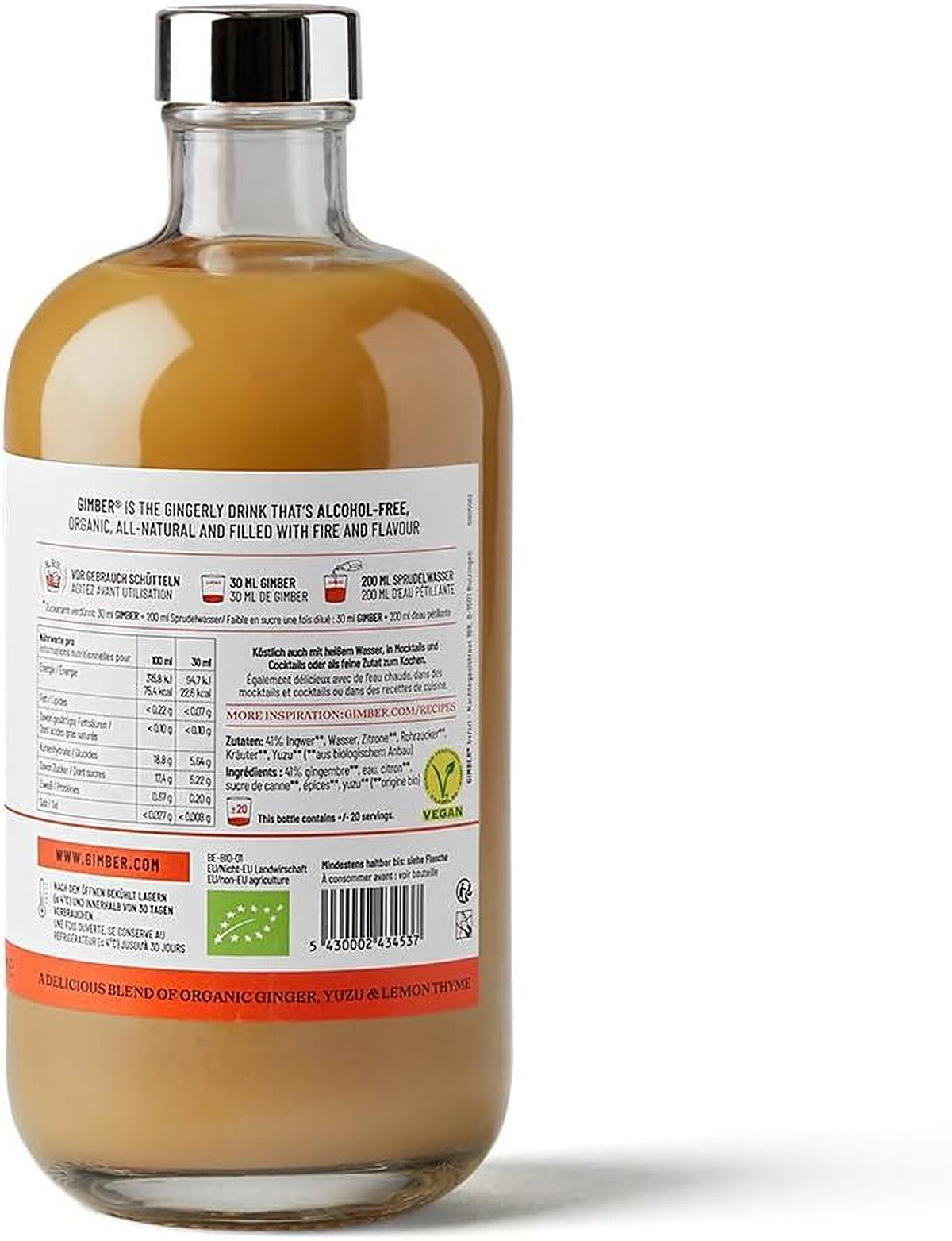 Gimber Organic No2 Brut Ginger Alcohol Free Less Sugar Drink - 500 ml - image 2