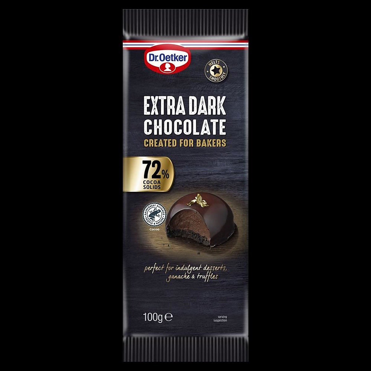 Dr Oetker Extra Dark Chocolate Bar 72% 100g
